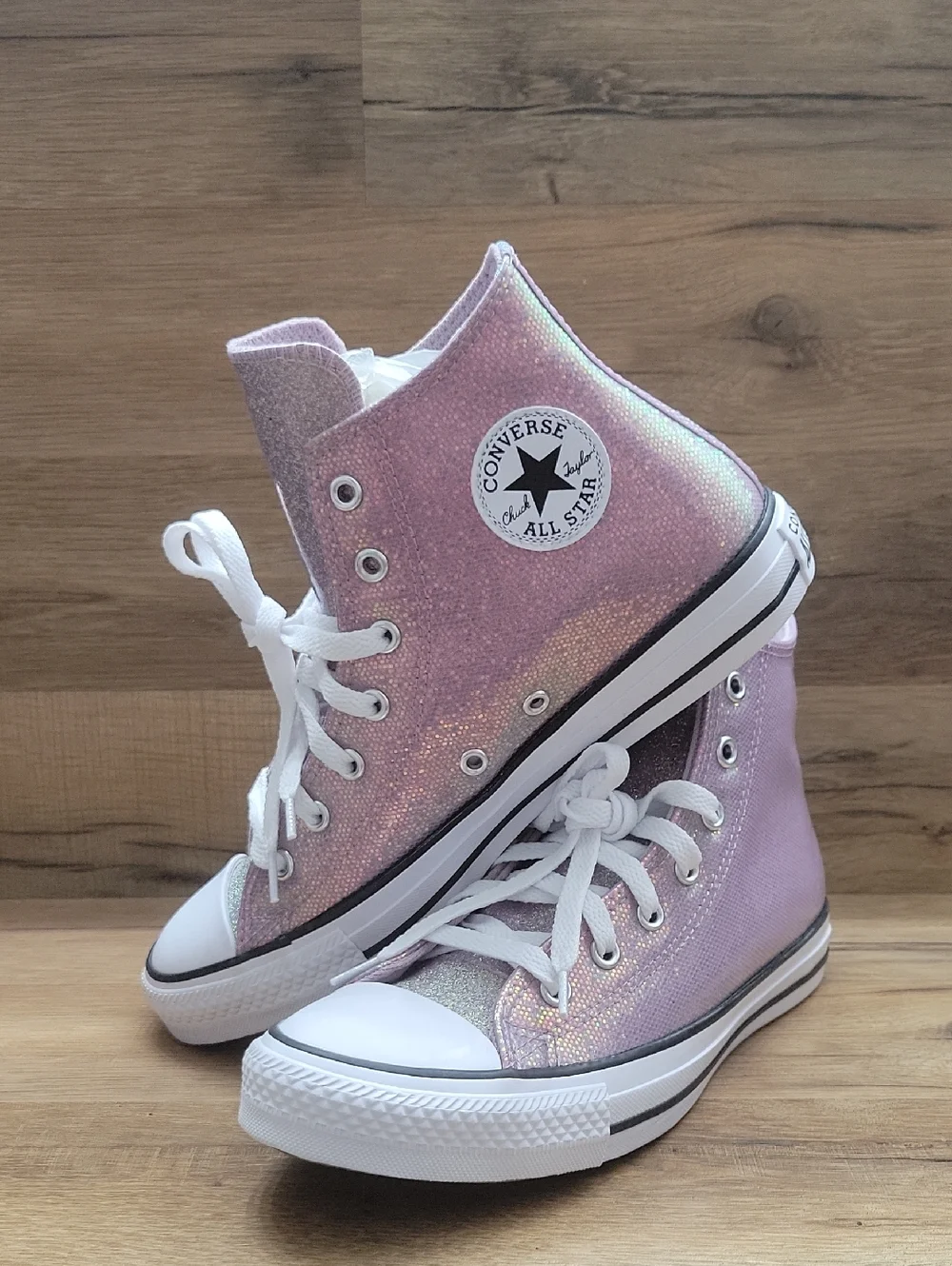 Kids High-Top Glitter Sneakers in Pink